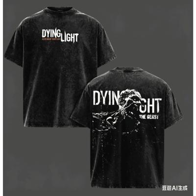 Футболка Dying Light Washed 2026 Новая модель личность Одежда рубашка Круглогодичная одежда Ретро Мода Винтаж Свободный Пара одежда мягкий Повседневная одежда Крутой Топ