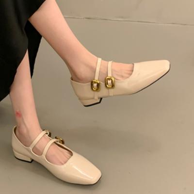 Мода 2024 Весна Осень Женская Обувь на Плоской Подошве Модные Неглубокие Пряжки Женские Туфли Мягкие Кожаные Женские Туфли Мэри Джейн Черные Мокасины