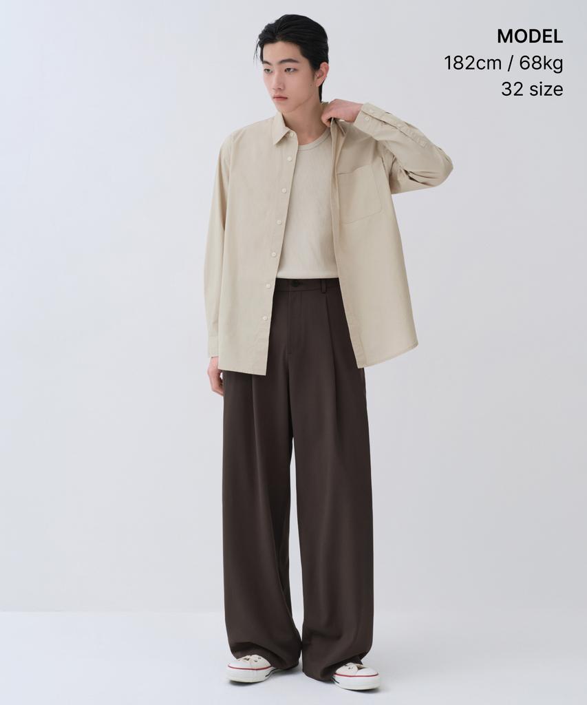 MUSINSA STANDARD Extra Wide Two-Tuck Hidden Banding Slacks [Van Dyke Brown]