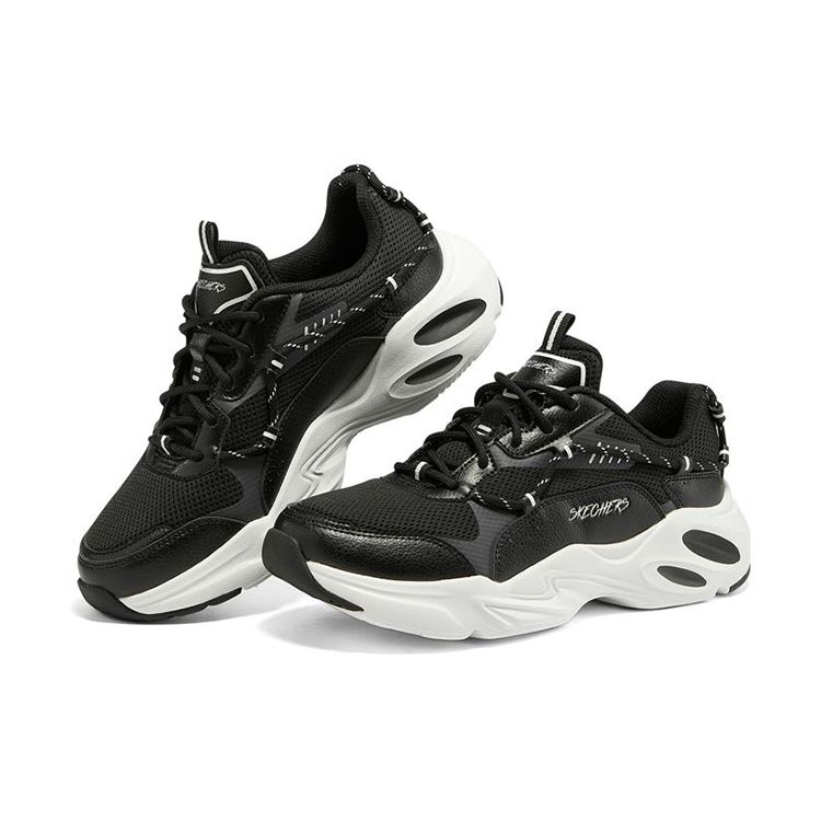 Skechers Stamina Легкая ткань Кожа Спортивный Комфорт Низкие Повседневная обувь Женские кроссовки Черный Белый 896078-BKW
