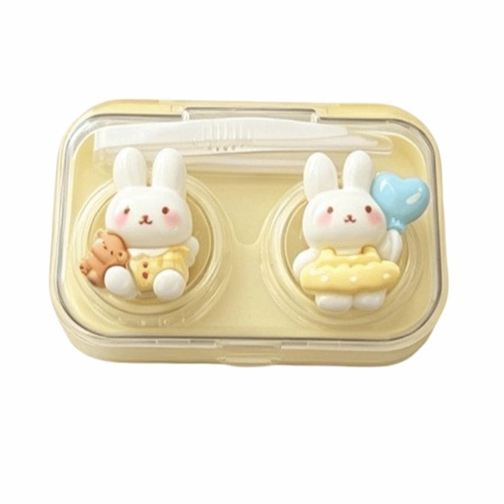 Cartoon Bunny Contact Lens Case Double Compartment Contact Lens Box Companion Box For Women Girls