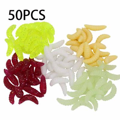 2.4см 0.4г Светящийся в темноте опарыш Мягкая приманка Реалистичная приманка для рыбалки на форель, солнечника Медленно тонущий Рыболовный Искусственный червь