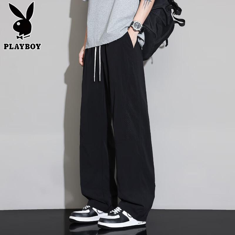 PLAYBOY Мужские повседневные брюки из ледяного шелка, быстросохнущие, свободные, прямого кроя