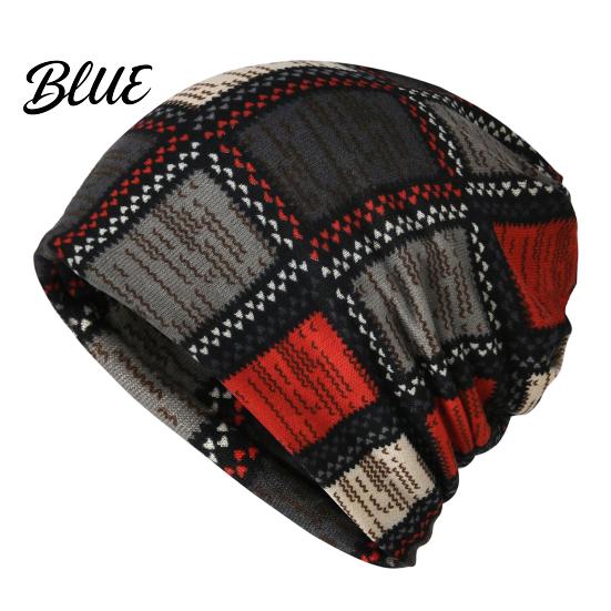Versatile Lazy Style Hair Tie Women's Geometry Print Slouchy Hat Casual Soft Stretch Skull Colorful Geometric Pattern Hat Cap Warm Cancer