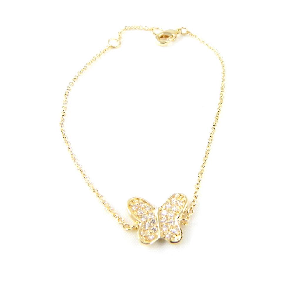 Les Trésors De Lily [H0513] — Позолоченный браслет «Butterfly Charm» из белого золота — 10 мм