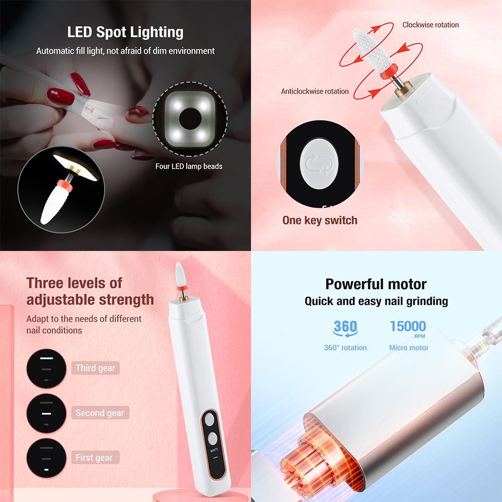 Портативная трехскоростная электрическая пилка для ногтей и средство для удаления кутикулы для нейл-арта