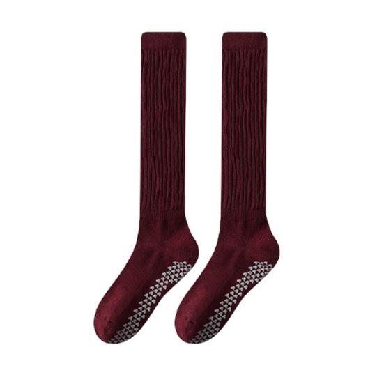 1 пара женских зимних носков для йоги, компрессионные носки для йоги с силиконовой подошвой, длинные, высокоэластичные, нескользящие, теплые чулки