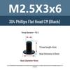 Yigu Black 304 Stainless Steel Flat Head Phillips Machine Screws M2-M6