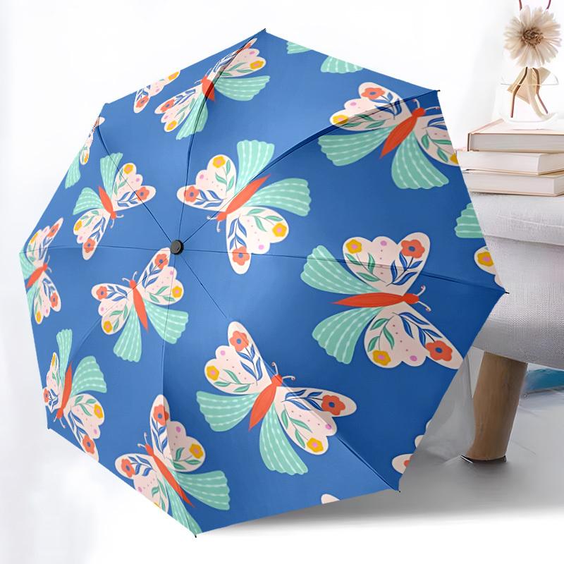 1pc Butterfly PatternAutomatic Open/close Folding Umbrella, Compact Portable Travel Umbrella, Perfect Birthday/Holiday, Cute Umbrella y044