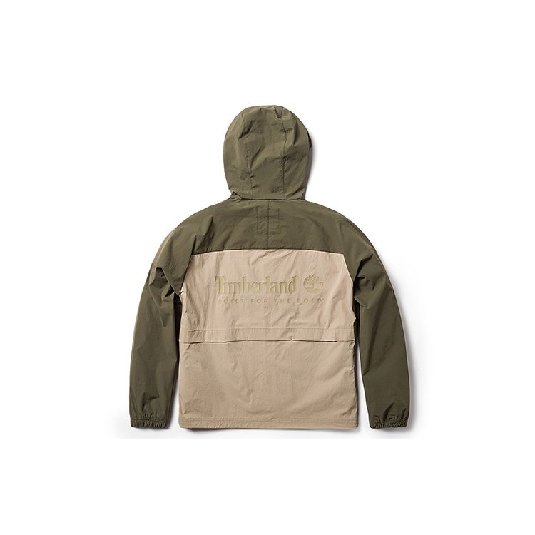 Timberland Унисекс Водоотталкивающая куртка с капюшоном и защитой от солнца, Color Block, Оливково-зеленая A66EF-269