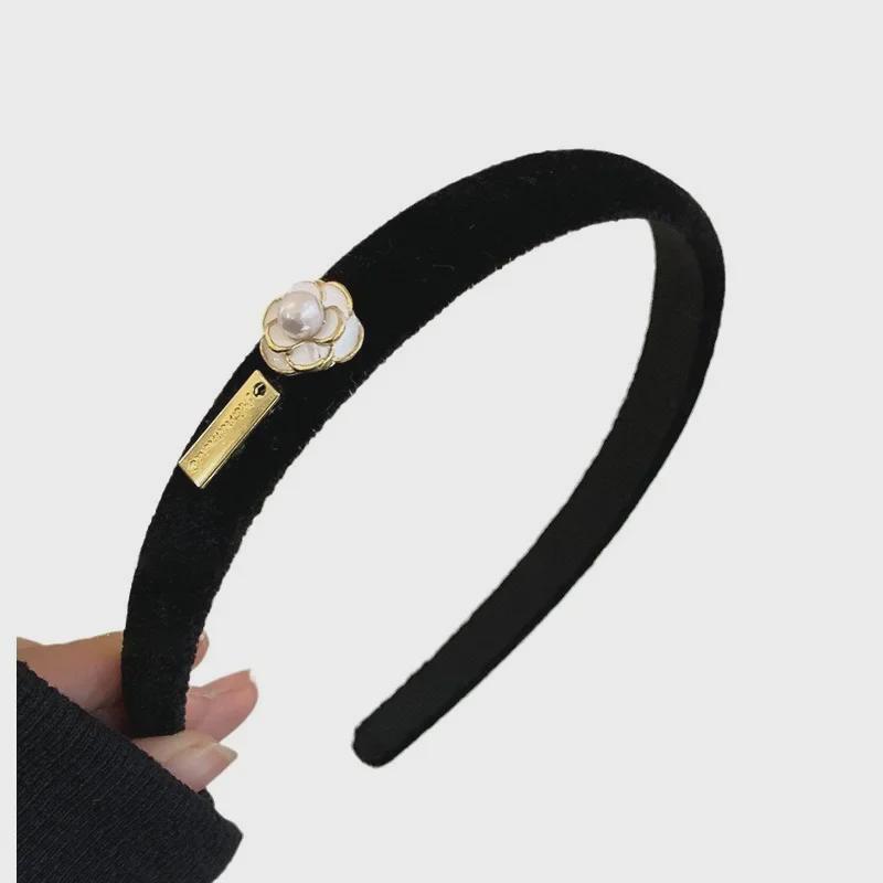 Элегантная повязка на голову с жемчугом камелии для женщин - роскошный модный аксессуар осень/зима