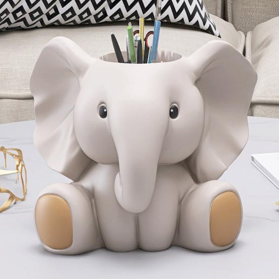 Elephant Pen Holder Fading-resistant Resin Desk Organizer Multifunctional Office Decor Perfect Desk