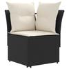 Furniture Set with Cushions 4 pcs Black and Cream PE Rattan