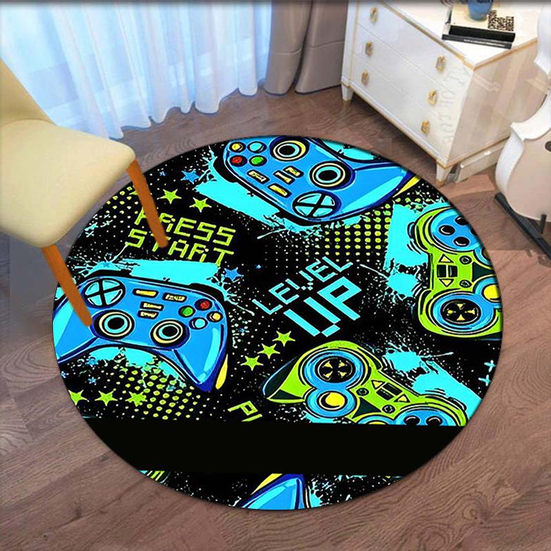 Game Controller Printed Round Rug Carpet Chair Rug Area Rug Entryway Doormats,for Office Chair Living Room Bedroom Kitchen Room.