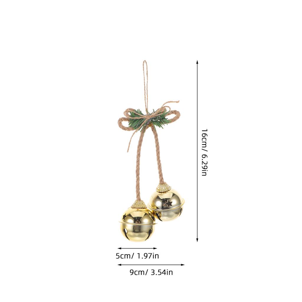 2Pcs Metal Jingle Bells Vintage Golden Decorative Hanging Bell Rustic Xmas Decoration Door Window Wall Ornament Holiday Party