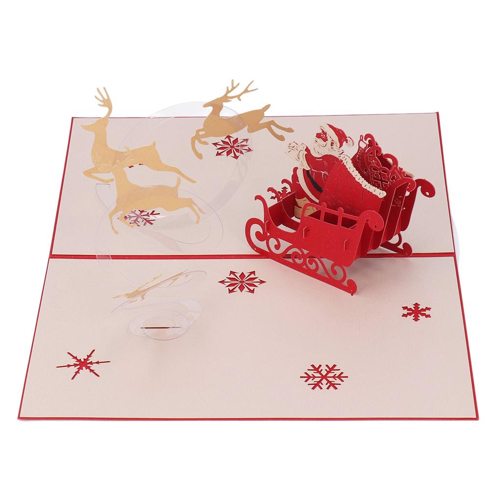 3D рождественские открытки, сделанные вручную, красиво выгравированные, повозка с оленями, 3D всплывающие поздравительные открытки для Write Blessi