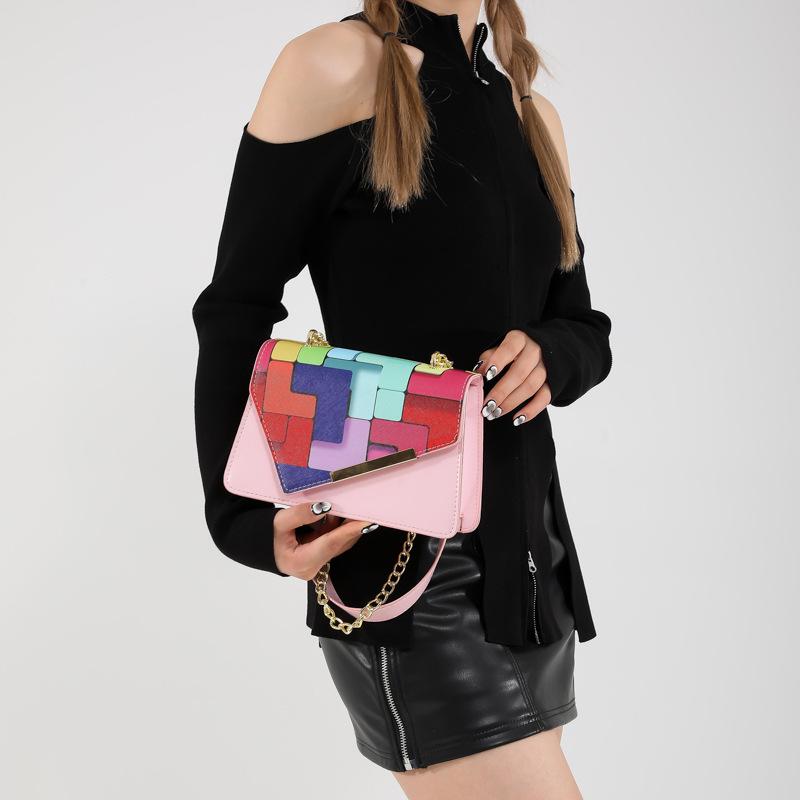 Персонализированная модная косая контрастная летняя новая модная цепочка простая ручная сумка через плечо на одно плечо маленькая квадратная сумка для женщин