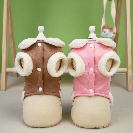 Cute Stylish Pet Cotton Coat Button Closing with Traction Rope Buckle Thickened Small Medium Dogs Tractable Cotton Coat