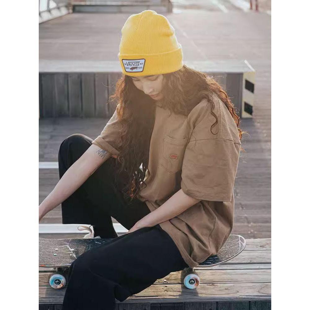 Vans Однотонная свободная повседневная футболка с коротким рукавом и логотипом с надписью «Pocket Letter», футболка унисекс цвета хаки VN0A5E5IDZ9