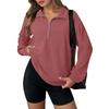 Women's Fashion Solid Color Zipper Lapel Solid Color Casual Sweatshirt Loose