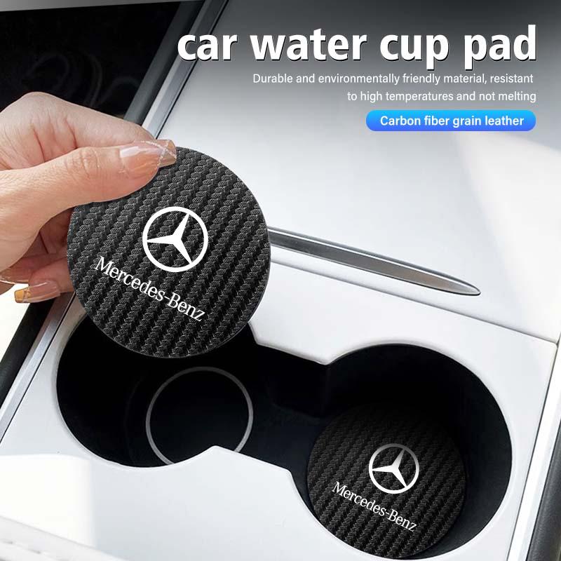 2Pcs Car Coasters Water Cup Holder Pads Anti Slip Accessories For Mercedes Benz W202 W212 W126 W140 W168 W177 CLS GLE GLC GLS CDEFG1