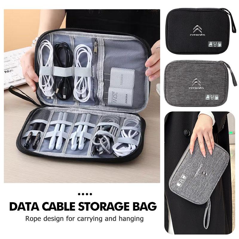 Travel Digital Charger Data Multi-Function USB Cable Storage Bag For Citroen C4 C3 C5 C1 C2 C6 VTS C4L DS3 DS4 DS5 Grand zm1