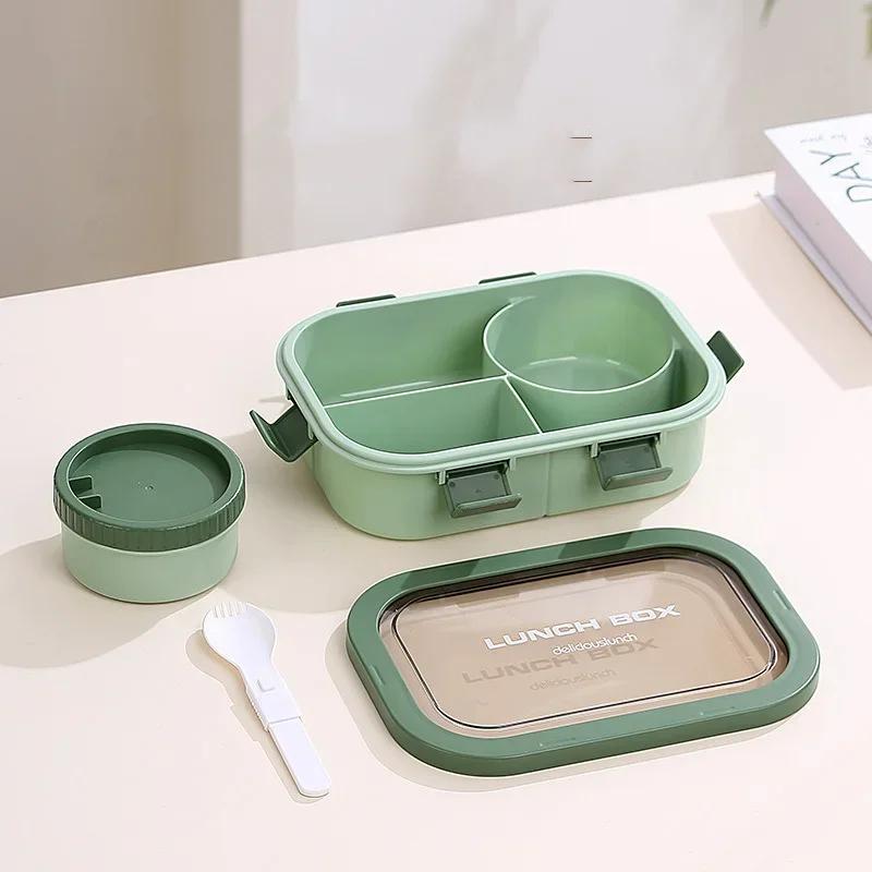 Портативный ланч-бокс с отделениями, ланч-бокс с суповой миской, ложкой, пряжкой, герметичный ланч-бокс, контейнер для еды для пикника и кемпинга