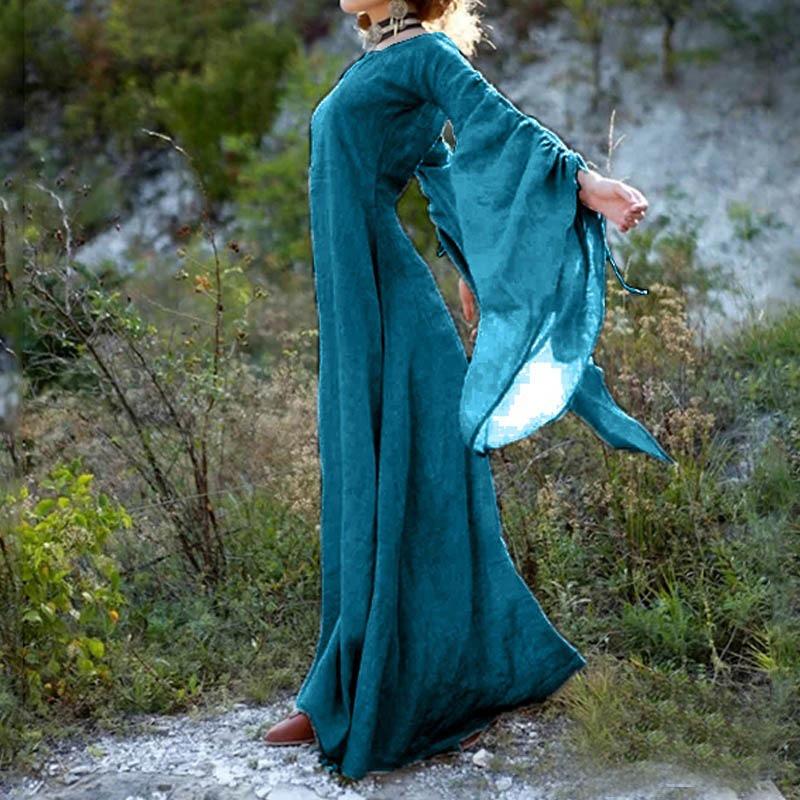 Косплей Костюм S~5XL Большой размер Платье Длинные рукава Круглый вырез Пояс Дамское платье Хэллоуин Женская длинная юбка