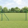 VidaXL Chain Link Fence with 13 Posts 1.2 X 25 M Galvanized Steel Green 3351090