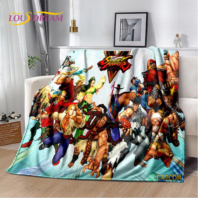 Мягкое плюшевое одеяло Street Fighter в стиле ретро, игра-геймер, фланелевое одеяло для гостиной, спальни, кровати, дивана, чехол для пикника