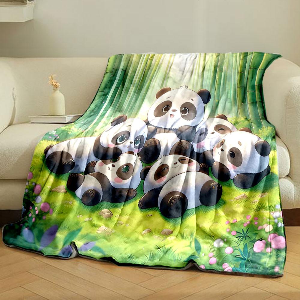 Cute Pandas Relaxing in Bamboo Forest print blanket soft and cozy perfect for the living room bed sofa or a nap,gift