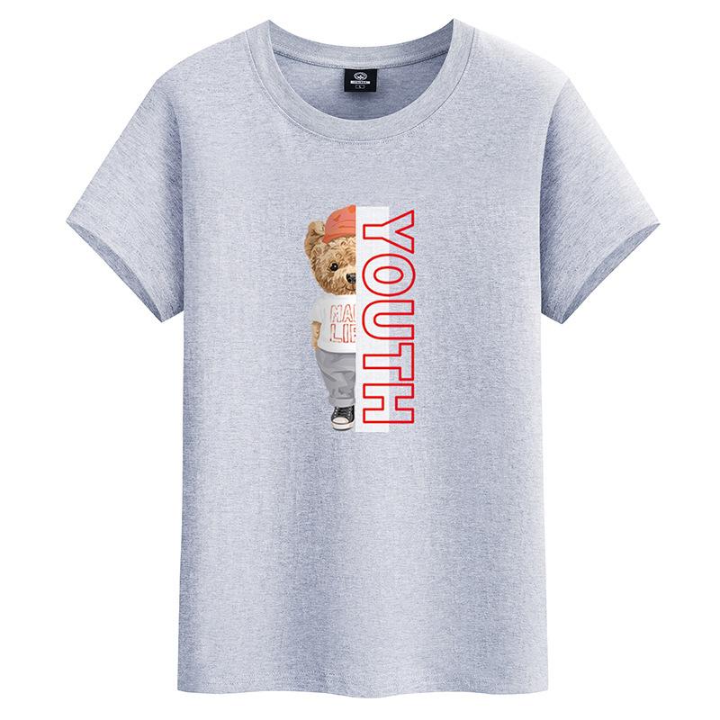 GMXIA Футболка с коротким рукавом из хлопка, мужская модная свободная рубашка с коротким рукавом, с принтом