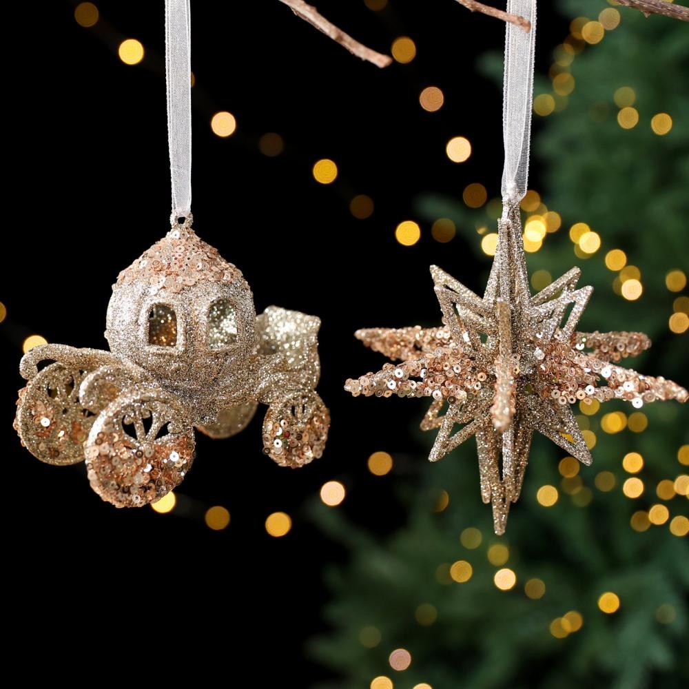 Christmas Decorations Acrylic Sequins Snowflake Elk Wreath Xmas Tree Hanging Pendant Glitter Ornament For Xmas New Year Party