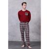 Мужской пижамный комплект с принтом в клетку, с длинным рукавом, с карманами, сезонный 100% хлопок, комплект для приданого, мягкий