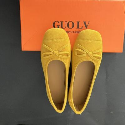 Одиночные туфли низкие туфли резиновые ПУ низкий каблук (менее 3 см) коровья замша (матовая кожа) квадратная голова, мелкий рот, ступня