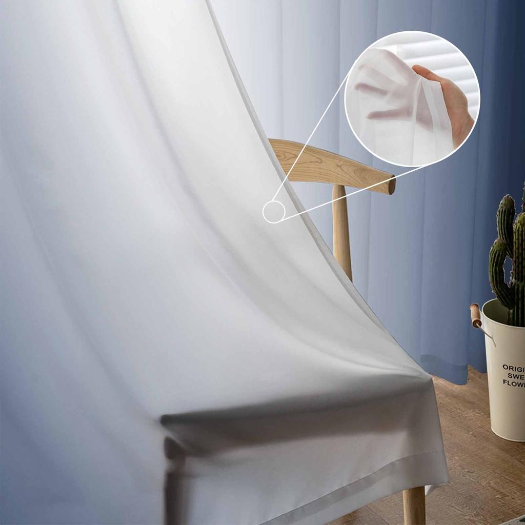 Темно-синие и белые градиентные минималистичные оконные тюлевые шторы для гостиной, спальни, отеля, роскошные украшения, прозрачные шторы