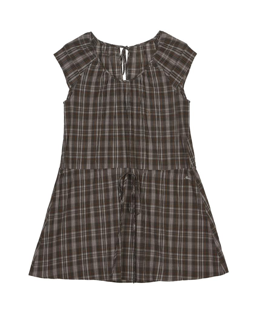 Nigaennikol Винтажное клетчатое мини-платье_Коричневое