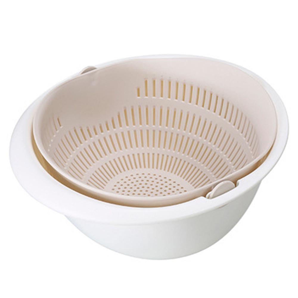 Joliannss Double Drain Basket Bowl Washing Kitchen Strainer Noodles Vegetables Fruit