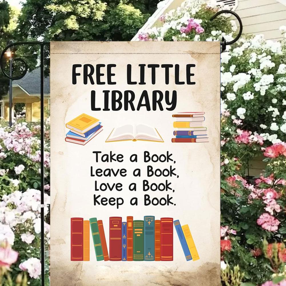 Free Small Library Tin Logo Reading Retro Metal Logo Double-sided Garden Decoration Home Coffee P4M2