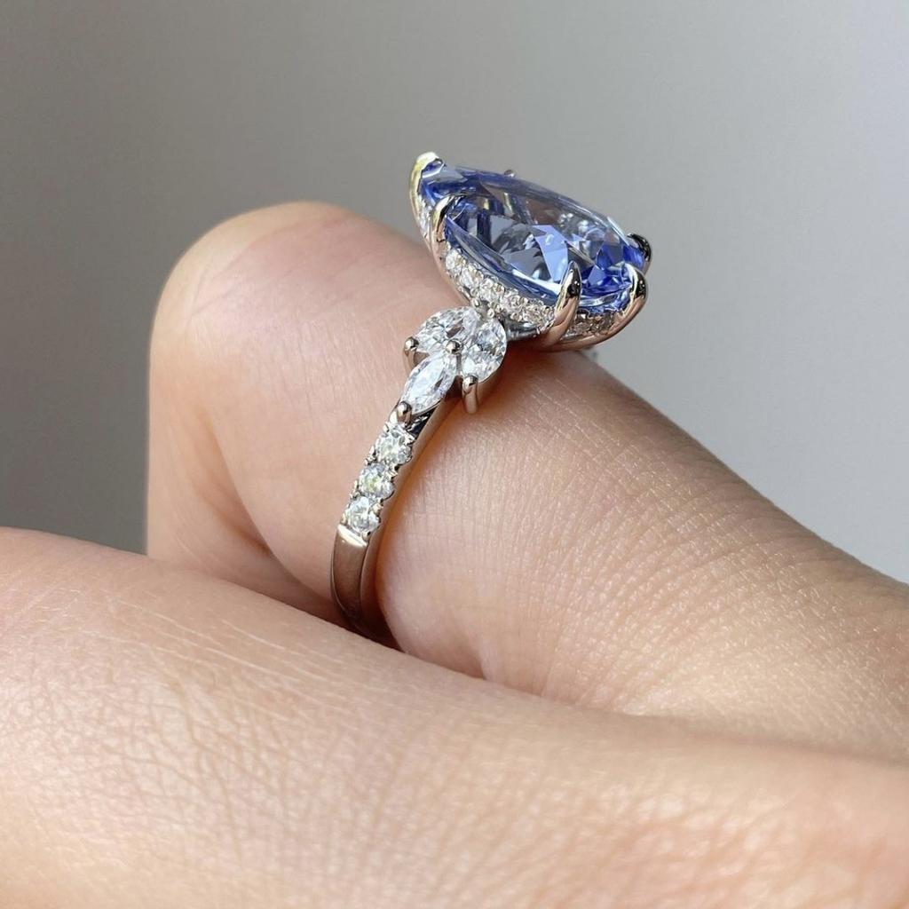 Женское кольцо с сапфиром, кольцо с цирконом, женское обручальное кольцо