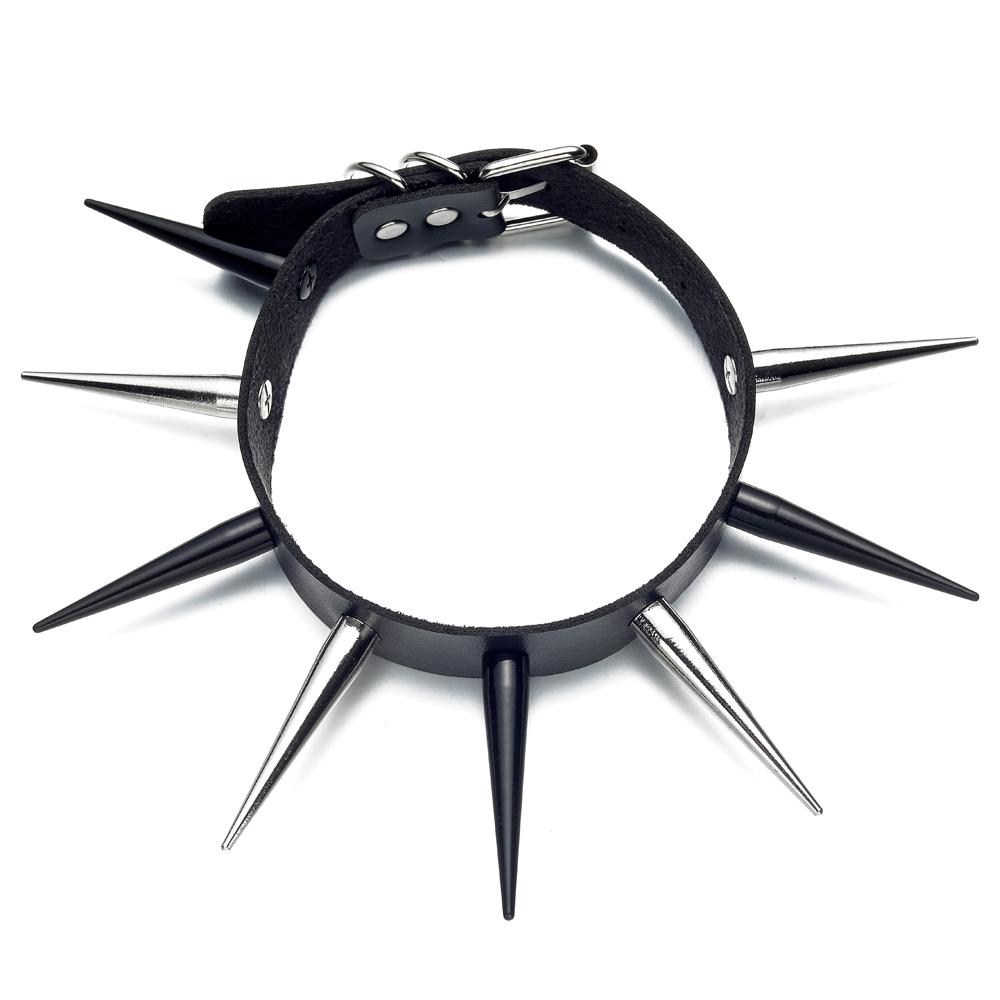 Big Spiked Choker Punk Faux Leather Collar For Women Men Cool Studded Chocker Goth Style Necklace Gothic Accessories