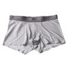 Men Boxer Underwear Mid-rise High Elasticity Tight Cut Shorts Briefs Solid Color Ice Silk Seamless Panties