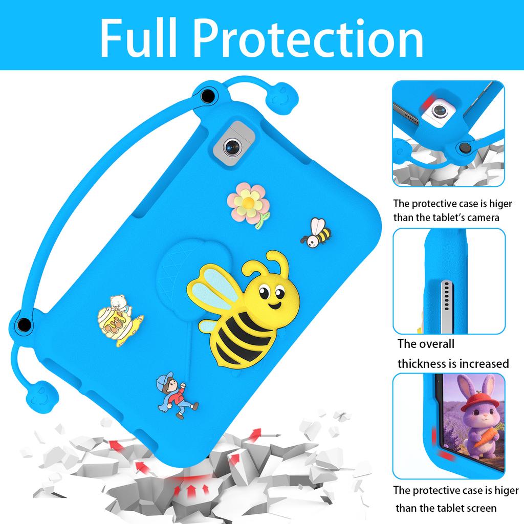 EVA Case For Samsung Galaxy Tab A11 / A9 / A7 Lite 8.7-inch / A 8.0 (2019) / Lenovo Tab K9 Bee Style Kickstand Tablet Cover with Carry Handle