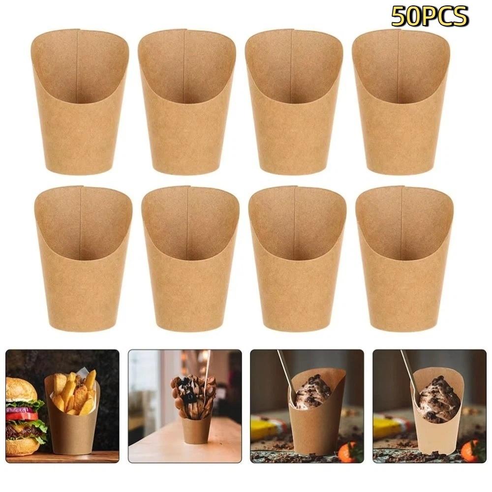 50PCS Thickened Egg Waffle Paper Cup Water Proof Take-out Snack Boxes Kitchen Use