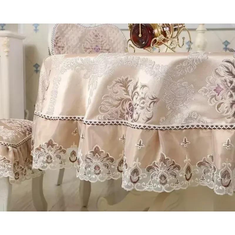 Luxury Jacquard Tablecloth Lace Restaurant Flower Pattern Round desk Cloth Wedding Party Coffee Tea Tables Cover Decoration