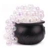 Bubbling Cauldron with Violet Light Black Witches Bubbling Cauldron for Storing Candy Desktop Decoration Ornament