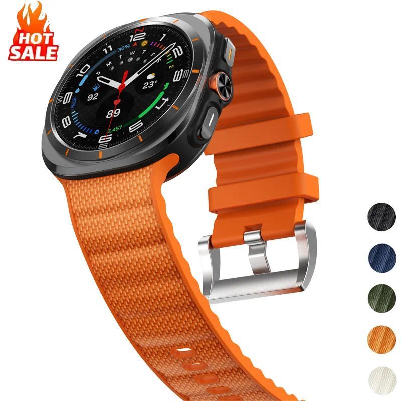 Официальный силиконовый+нейлоновый ремешок для Samsung Galaxy Watch Ultra 47 мм, функциональный спортивный ремешок-браслет для Galaxy Watch 7 Ultra 47 мм