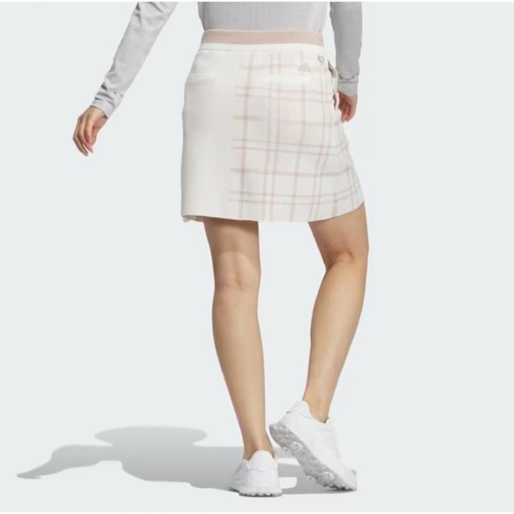 Adidas Golf Fw Women S Knitted Pulley faShion 3S Check Skirt iS4756 Ivory