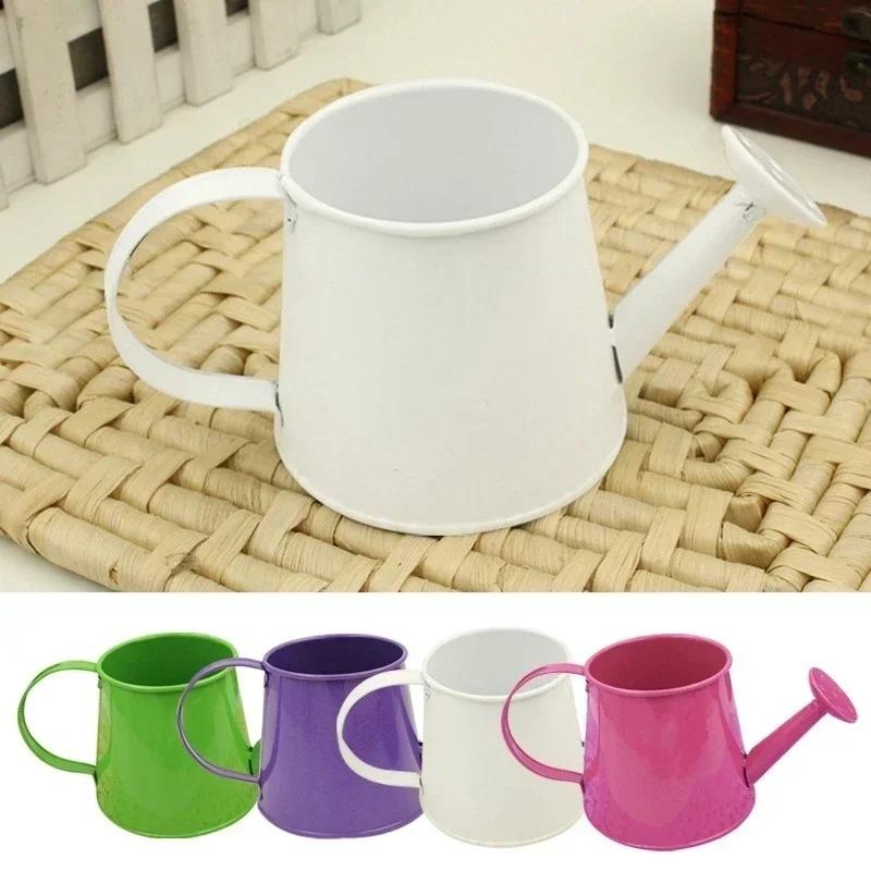 Лейка, мини-чайник, детский цветочный горшок, садовая металлическая модель воды, железная банка для цветов, миниатюрная садовая игрушка, ведро для детей