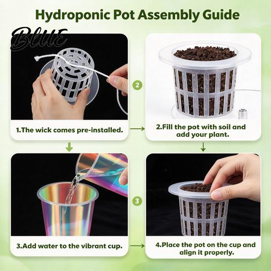 Decorative Rainbow Shade Flower Pot Iridescent Clear Self Watering Planters Plant Pots with Reservoir Wick Rope Plastic Planter for Succulents 2.7